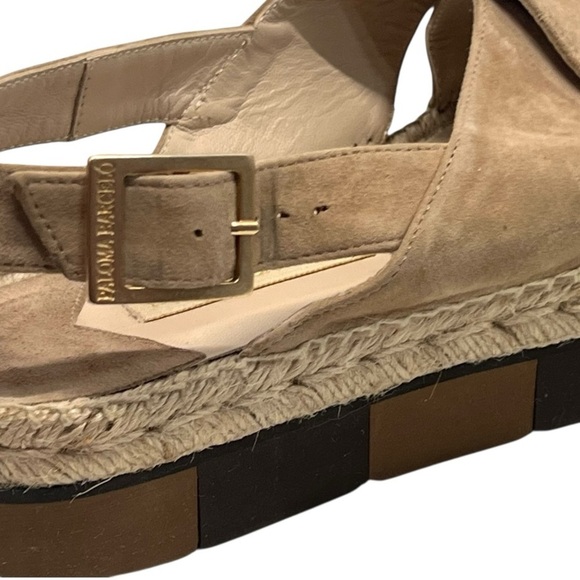 Paloma Barcelo Lynde Tan Suede Jute Espadrille Two Tone Platform Sandal Women 38 - Picture 13 of 16
